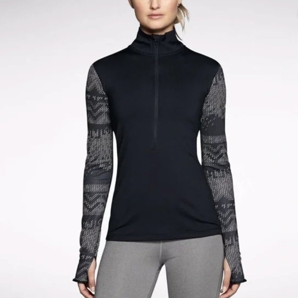 Nike Pro Hyperwarm Nordic Half Zip Dri-Fit Black Pullover Athletic Jacket Top S